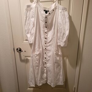 Ashley Stewart White Button-Down Dress